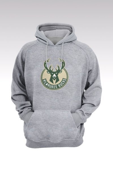 Milwaukee Bucks 133 Gri Kapşonlu Sweatshirt - Hoodie L