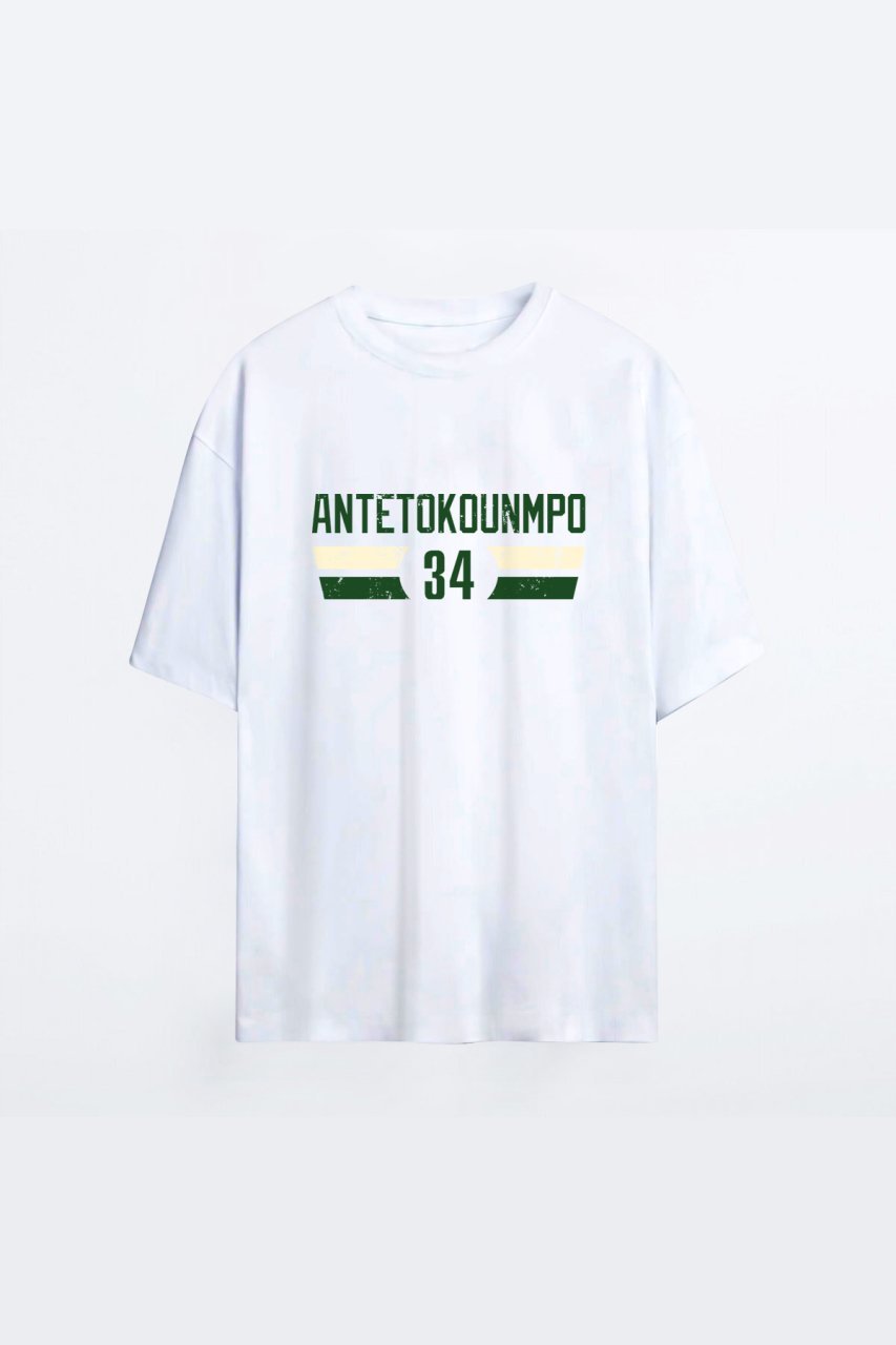 Milwaukee Bucks 135 Beyaz HG Erkek Oversize Tshirt - Tişört M