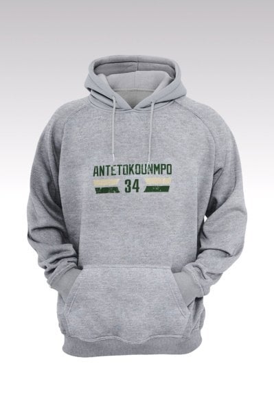 Milwaukee Bucks 135 Gri Kapşonlu Sweatshirt - Hoodie M