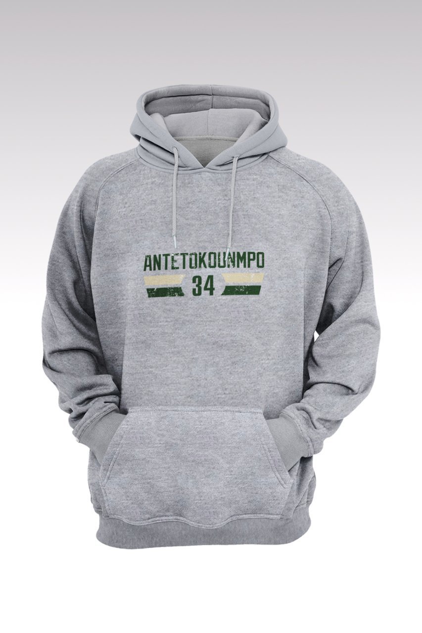 Milwaukee Bucks 135 Gri Kapşonlu Sweatshirt - Hoodie L