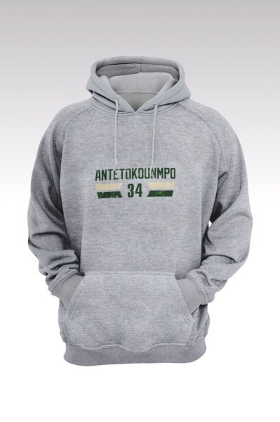 Milwaukee Bucks 135 Gri Kapşonlu Sweatshirt - Hoodie L