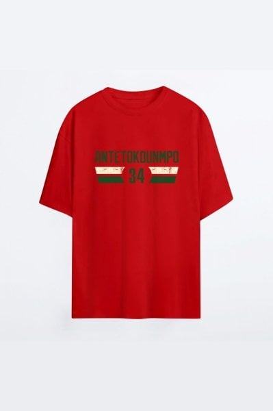 Milwaukee Bucks 135 Kırmızı HG Erkek Oversize Tshirt - Tişört XXXL