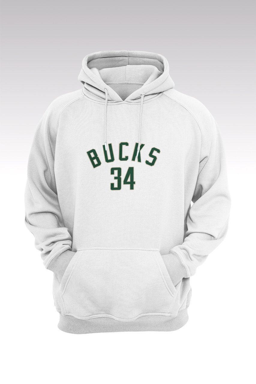 Milwaukee Bucks 136 Beyaz Kapüşonlu Sweatshırt - Hoodie L