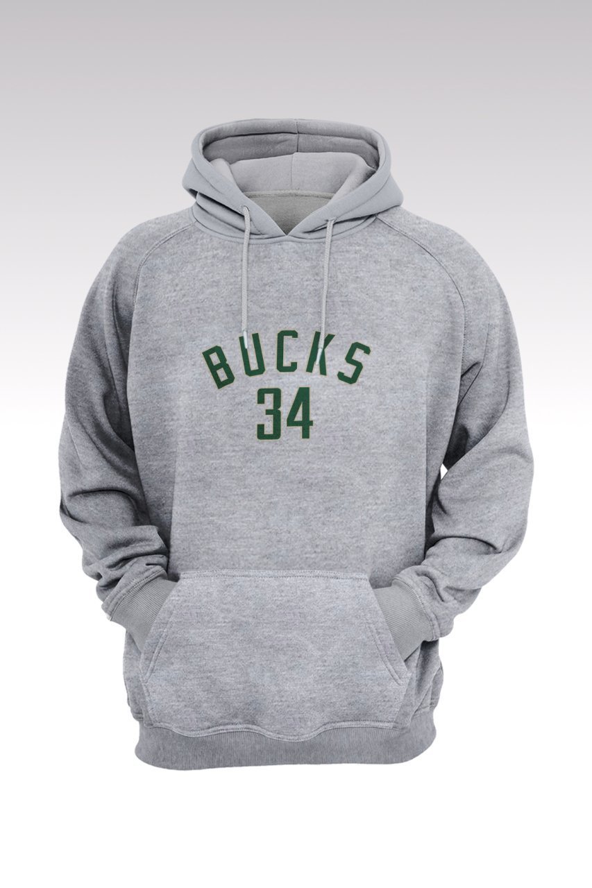 Milwaukee Bucks 136 Gri Kapşonlu Sweatshirt - Hoodie L