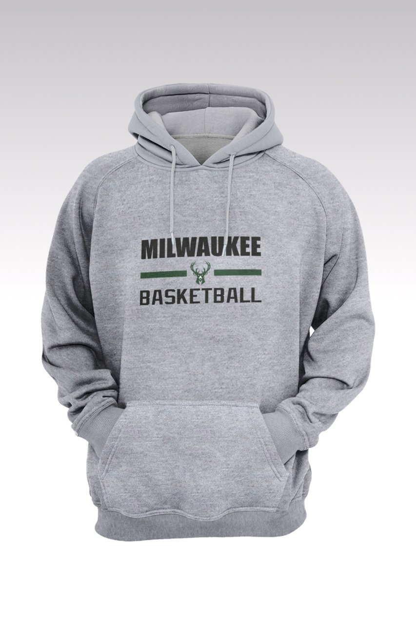 Milwaukee Bucks 137 Gri Kapşonlu Sweatshirt - Hoodie L