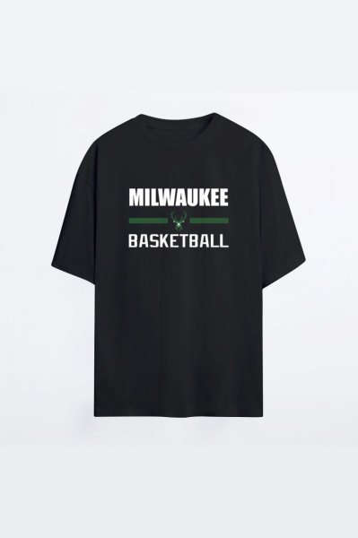 Milwaukee Bucks 137 Siyah HG Erkek Oversize Tshirt - Tişört XXL