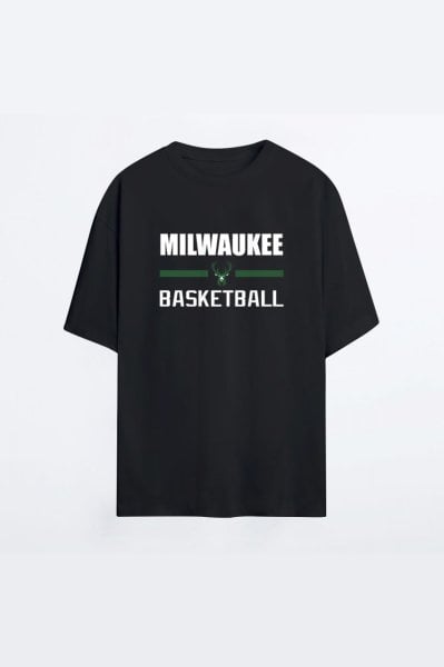 Milwaukee Bucks 137 Siyah HG Erkek Oversize Tshirt - Tişört L