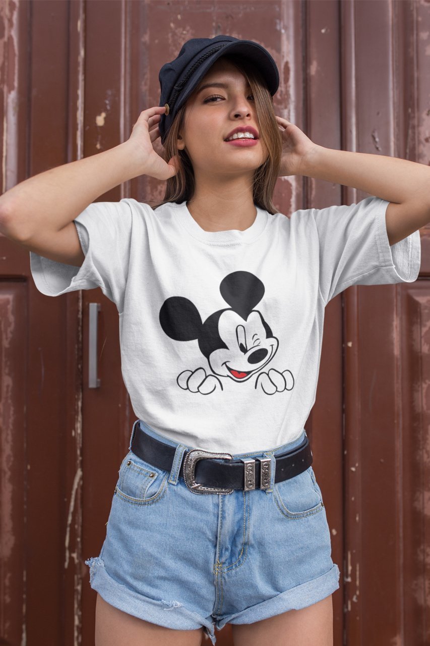 Mickey Mouse Beyaz Outdoor Kadın Tshirt - Tişört M