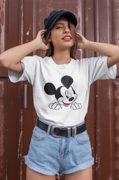 Mickey Mouse Beyaz Outdoor Kadın Tshirt - Tişört M