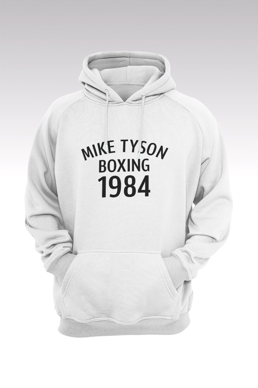Mike Tyson 132 Beyaz Kapüşonlu Sweatshırt - Hoodie XXXL