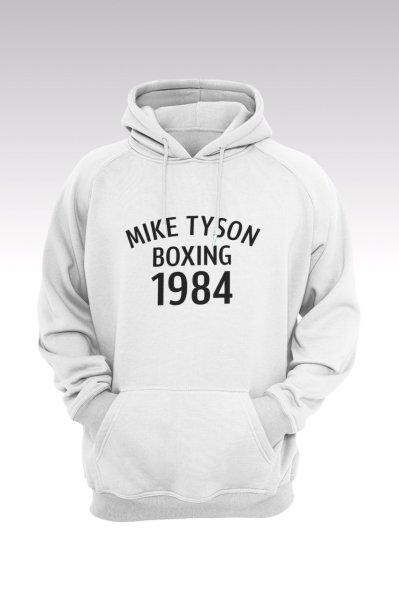 Mike Tyson 132 Beyaz Kapüşonlu Sweatshırt - Hoodie XXL
