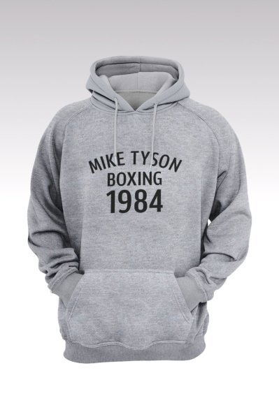 Mike Tyson 132 Gri Kapşonlu Sweatshirt - Hoodie XS