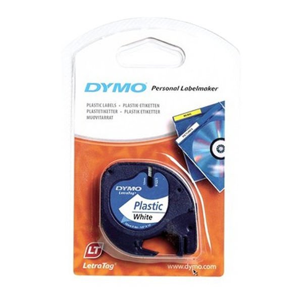 Dymo 12mmX4mt Beyaz LetraTag Plastik Şerit