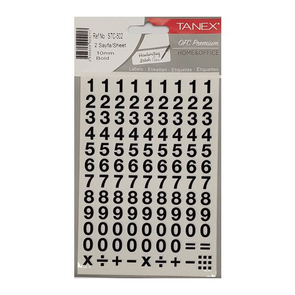 Tanex STC-502 10 mm 2 li Bold Rakam Etiketi