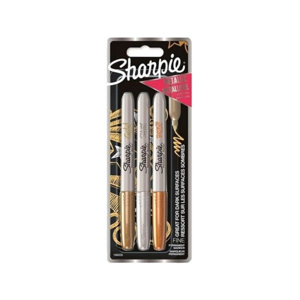 Sharpie 1986006 3 lü Blister Altın Gümüş Bronz Metalik Markör Kalem