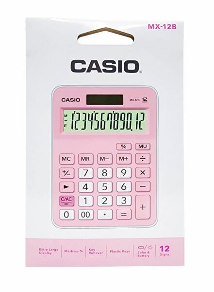 Casio MX-12B-PK Pembe 12 Hane Masa Üstü Hesap Makinesi