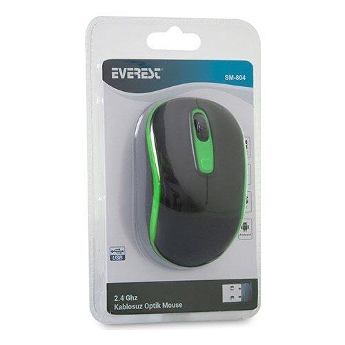 Everest SM-804 1600 Dpi Siyah-Yeşil Usb Kablosuz Mouse