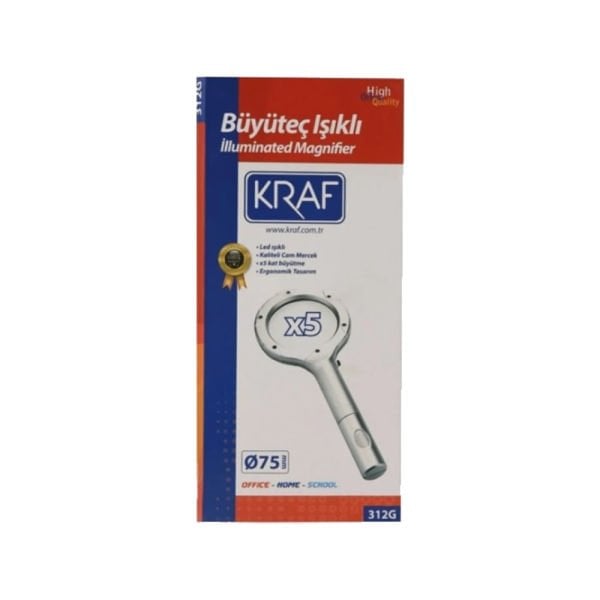 Kraf 312G 75 mm 5x Işıklı Büyüteç