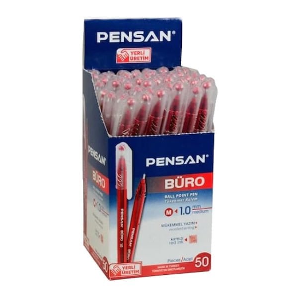 Pensan 2270 50 li 1 mm Kırmızı Büro Tükenmez Kalem