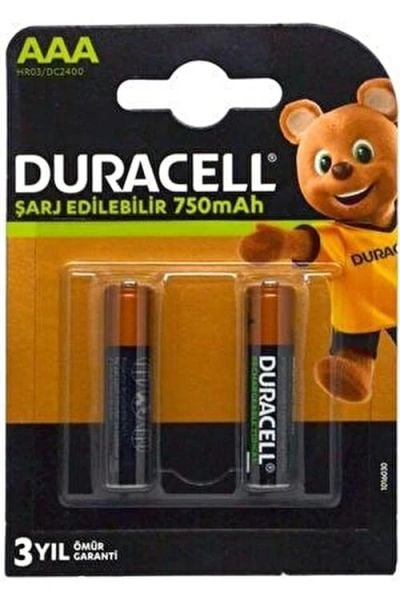 Duracell AAA 2 li 750 Mh Şarj Edilebilir Pil