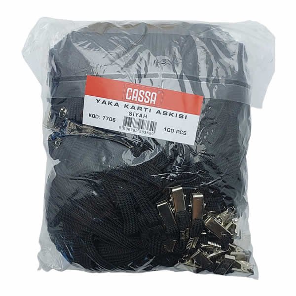 Cassa 7506 100 lü Siyah Metal Maşalı Askı İpi