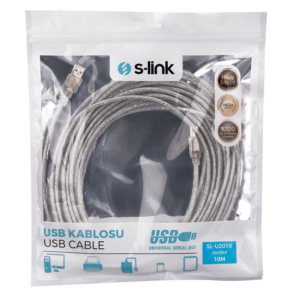 S-Link SL-U2010 10 mt 2.0 Usb Yazıcı Kablosu