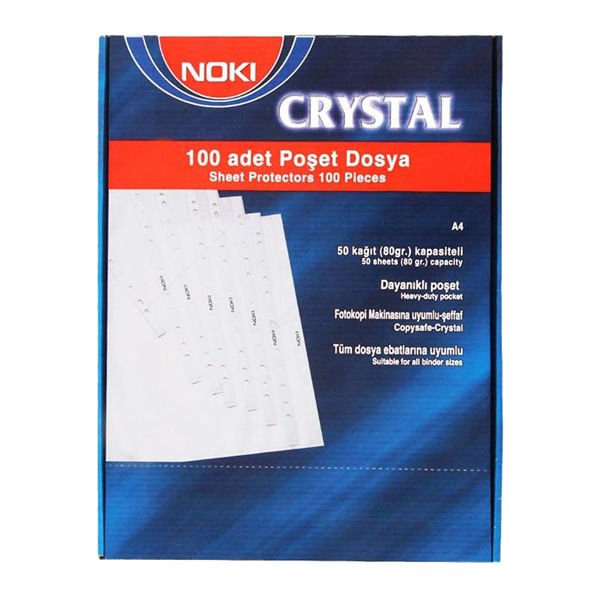 Noki 4830CR Cristal A4 100 lü Mavi Şeritli Poşet Dosya