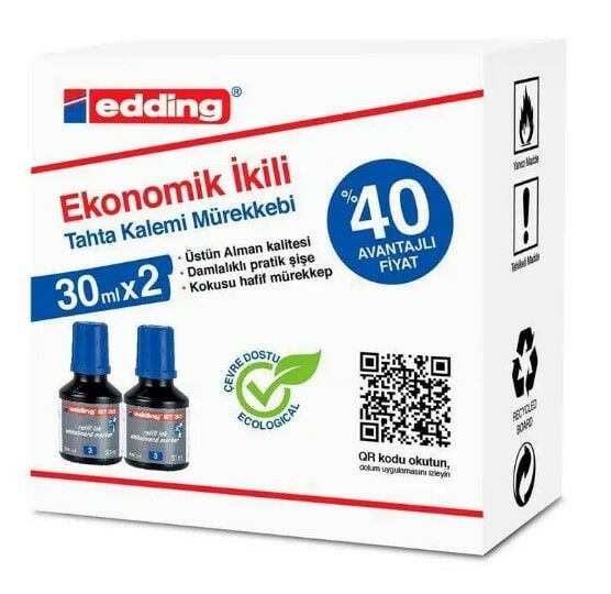 Edding 100 ml 2 li Mavi Tahta Kalemi Mürekkebi