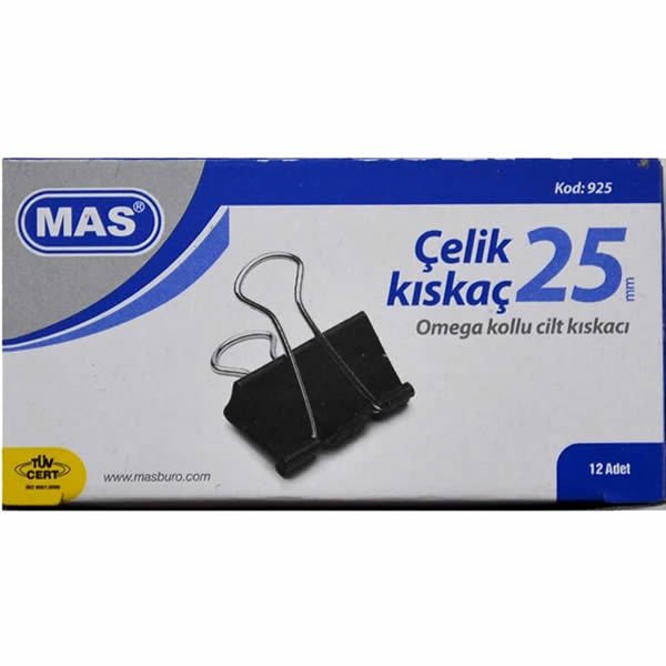 Mas 925 Omega 25 mm Siyah 12 li Çelik Kıskaç