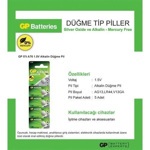 Gp GPA76-C5 5 li Alkalin Blister Pil