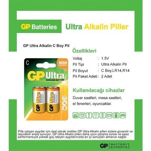 Gp Gp14AU-U2 2 li Ultra Alkalin Orta Boy Pil