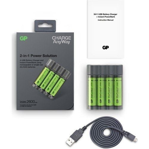 GP X411 AA 2700 mAh 4 lü Şarjlı Kalem Pil & Şarj Aleti