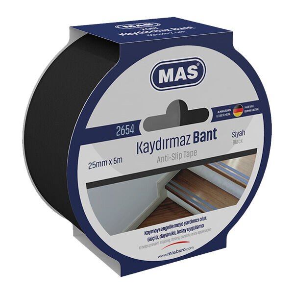 Mas 2654 25mmx5mt Siyah Kaydırmaz Bant