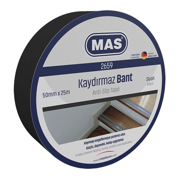 Mas 2659 50mmx25mt Siyah Kaydırmaz Bant