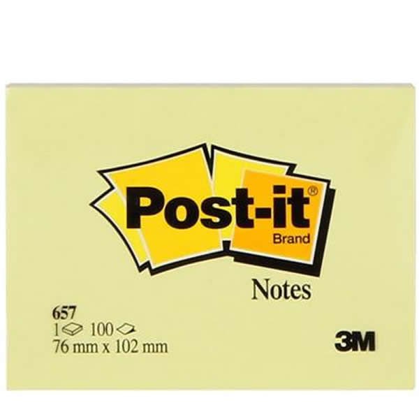 Post-it 657 76x102 100 Yaprak Sarı Not Kağıdı