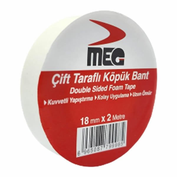 MEG 18mm x 2mt Çift Taraflı Köpük Bant