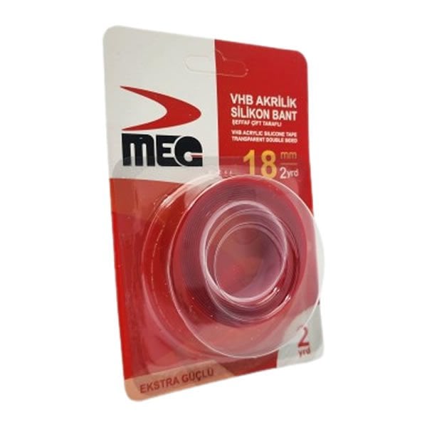 MEG 18mm x 2mt VHB Silikonize Montaj Bandı