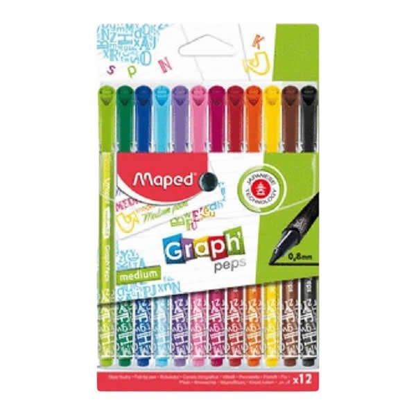 Maped 749652 0,8 mm 12 li Desenli Fineliner Keçeli Kalem