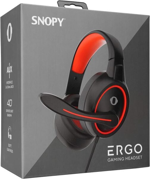 Snopy SN-GX1 ERGO Siyah/kırmızı 3,5mm Gaming Oyuncu Mikrofonlu Kulaklık