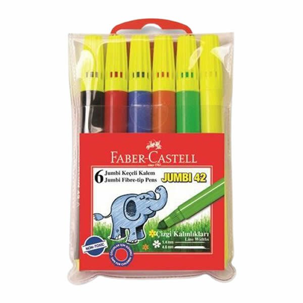 Faber Castell 6 lı Jumbo Neon Floresan Markör Keçeli Kalem