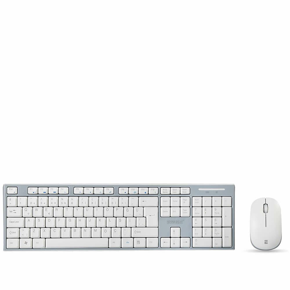 Everest Km-6063 Beyaz Gri Kablosuz Q Klavye Mouse Seti