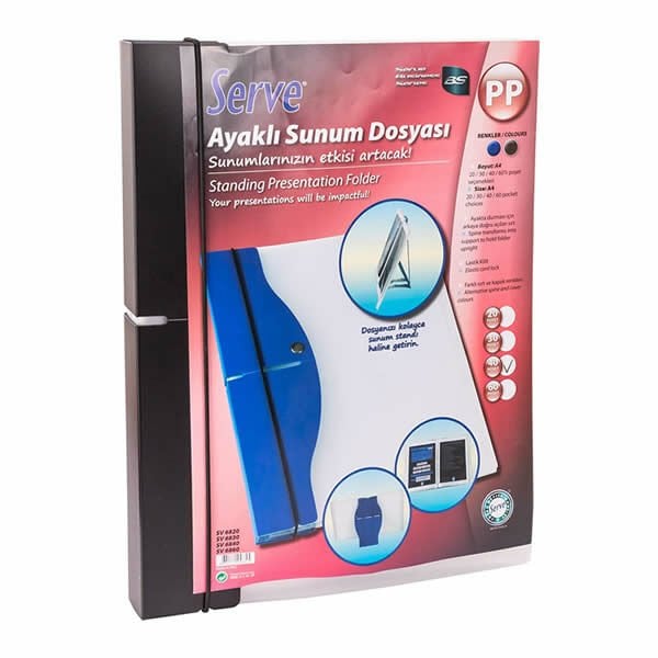 Serve Sv-6840 40 Yaprak Siyah Ayaklı Sunum Dosyası