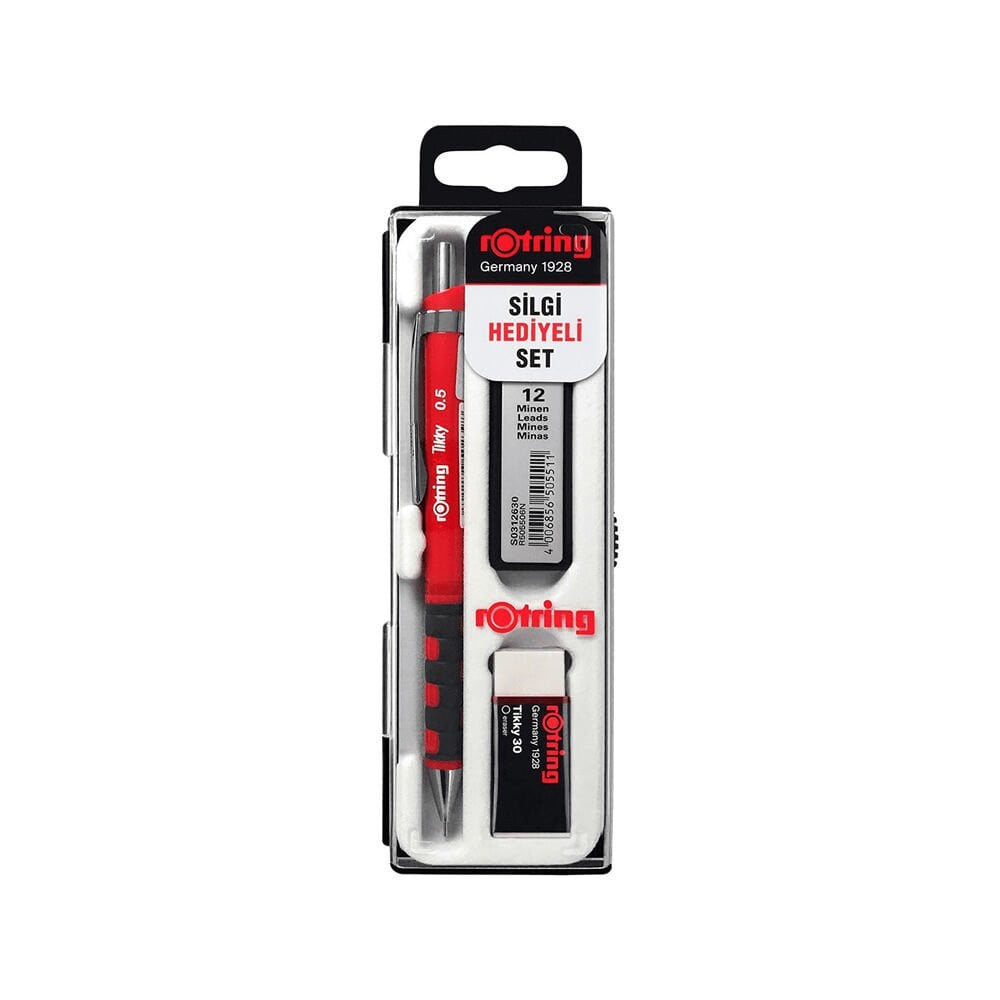 Rotring Tikky 0.5 mm Kırmızı Okul Mekanik Kurşun Kalem Seti