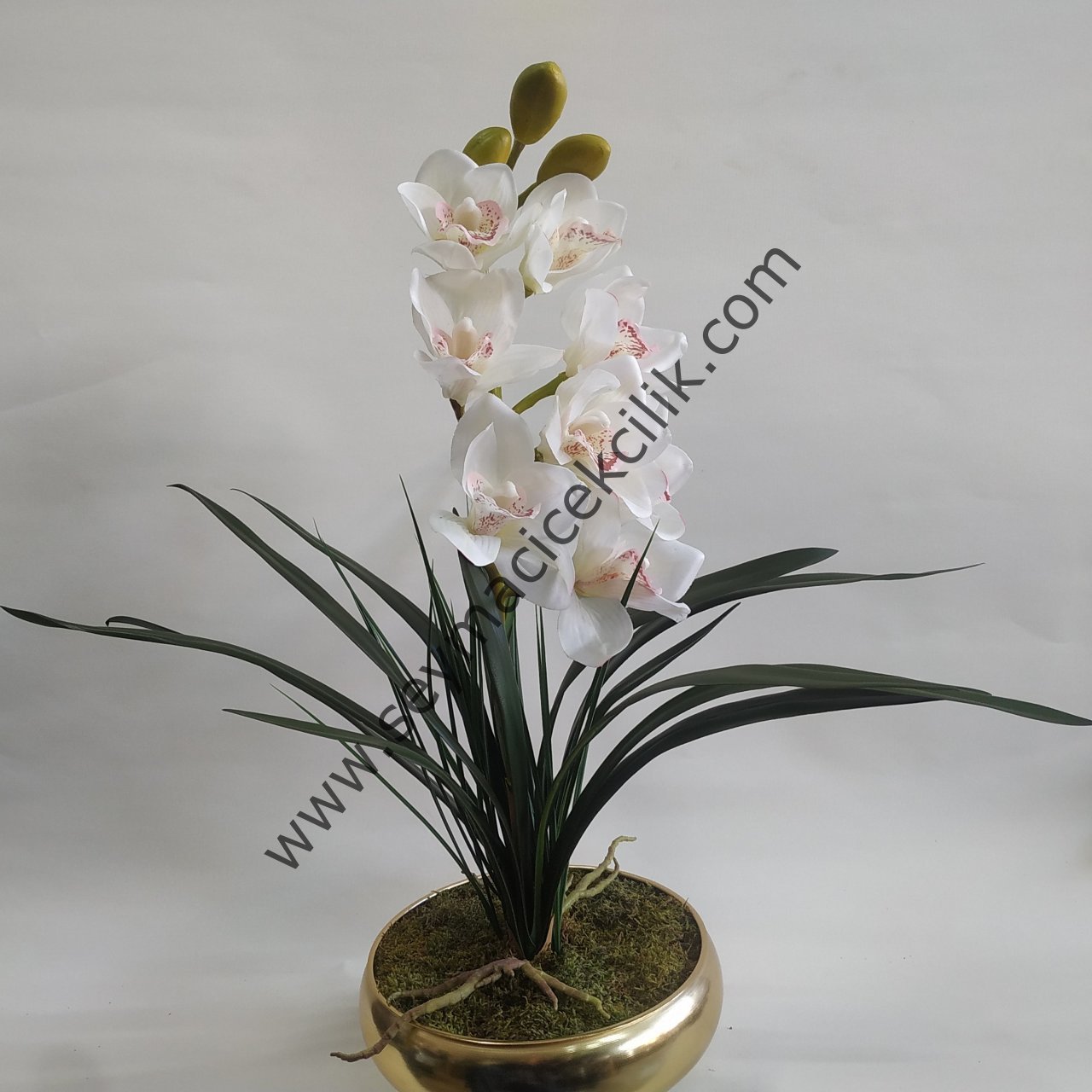 Cymbidium Islak Orkide Yapay- Ücretsiz Nakliye