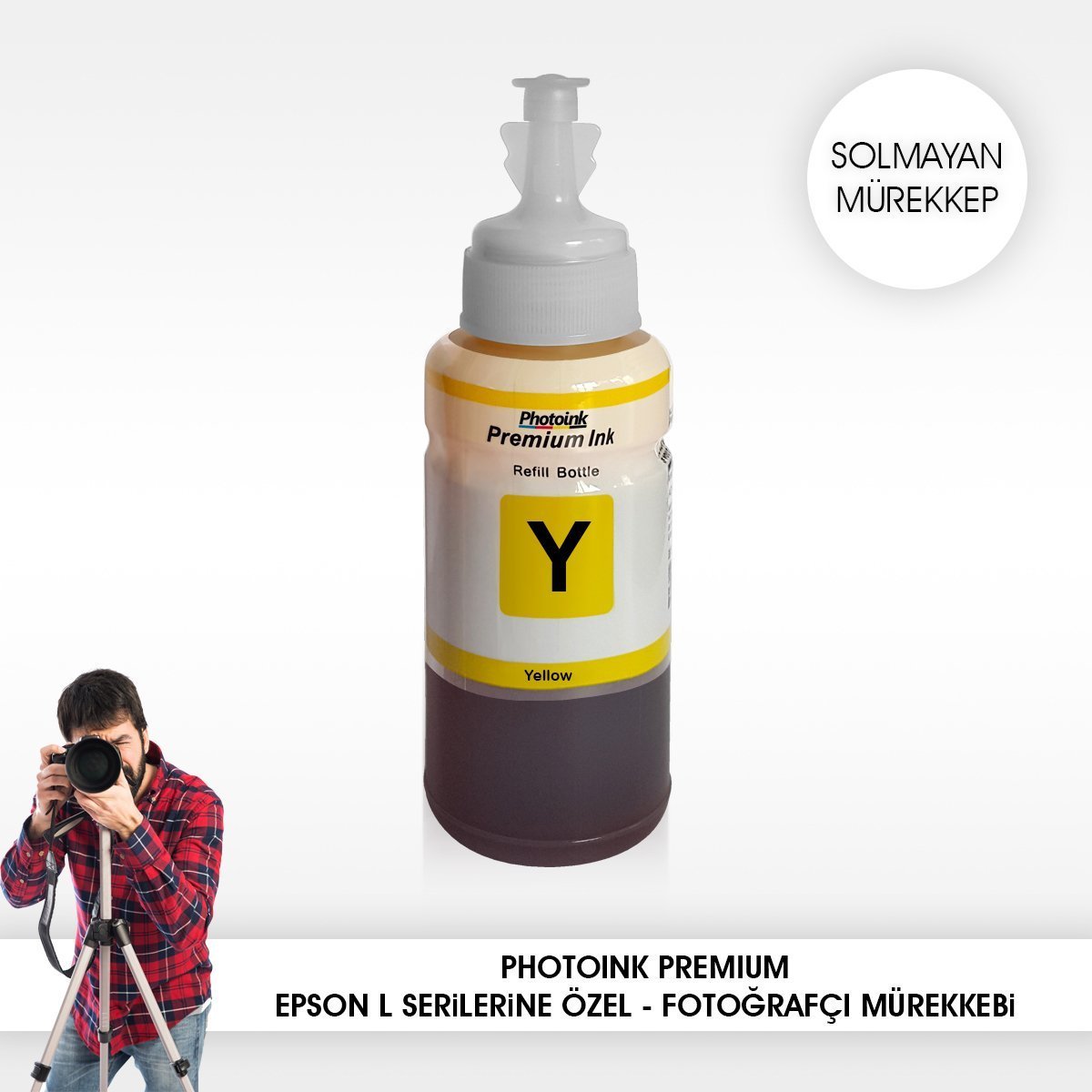 Epson uyumlu 70 ml SARI Solmayan Mürekkep - L800/L805/L810/L850/L1300/L1800/ l382/l386/l455/1455/L3050/L3060/L3070