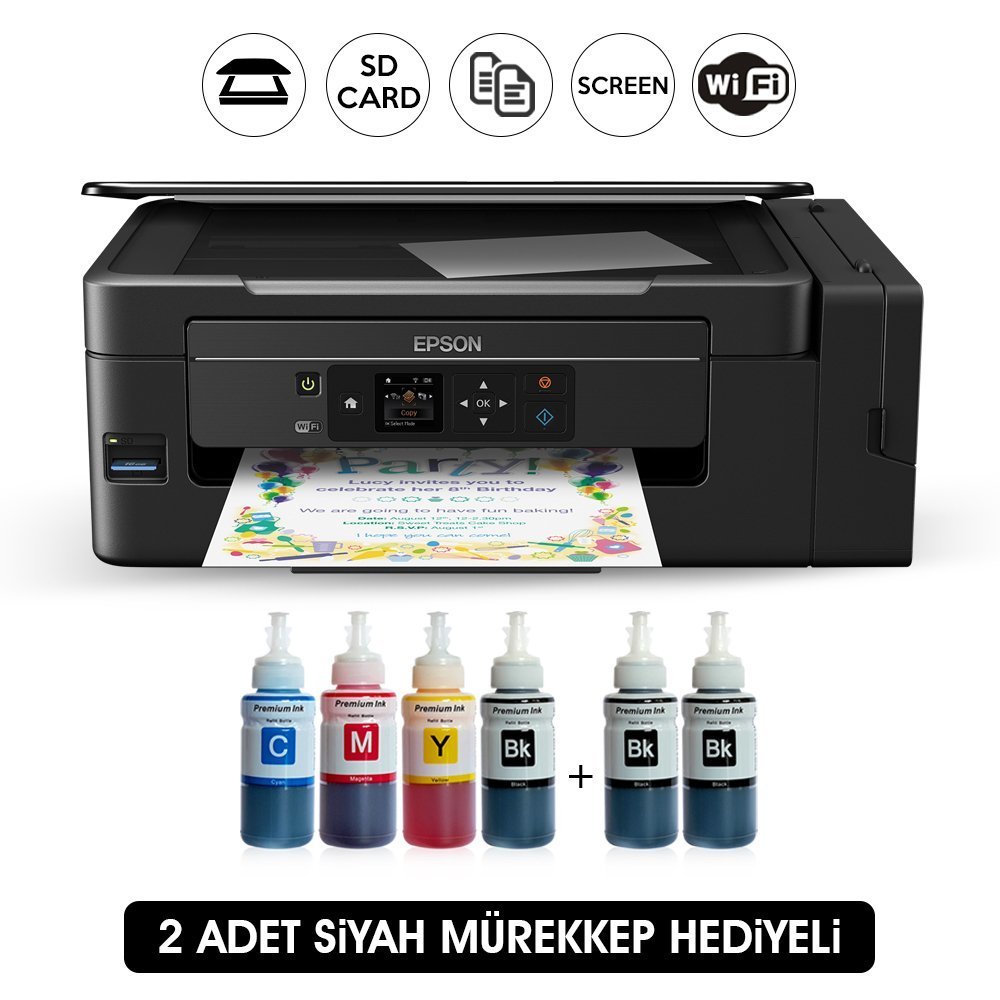 Epson ECOTANK ITS L3070 Photoink Mürekkepli Yazıcı 4 Renk Bitmeyen Kartuşlu (2 Siyah Mürekkep Hediyeli)