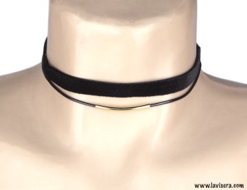 Metal Detaylı İp Choker Kolye