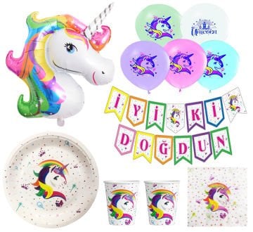 Unicorn Temalı Doğum Günü Seti 24 Kişilik