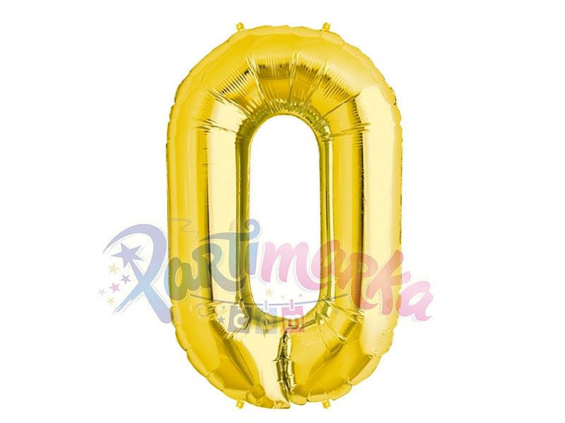 0 Rakamı Şekilli Altın Renk Folyo Balon 75 cm