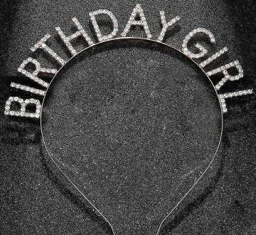 Parlak Taşlı Birthday Girl Gümüş Taç